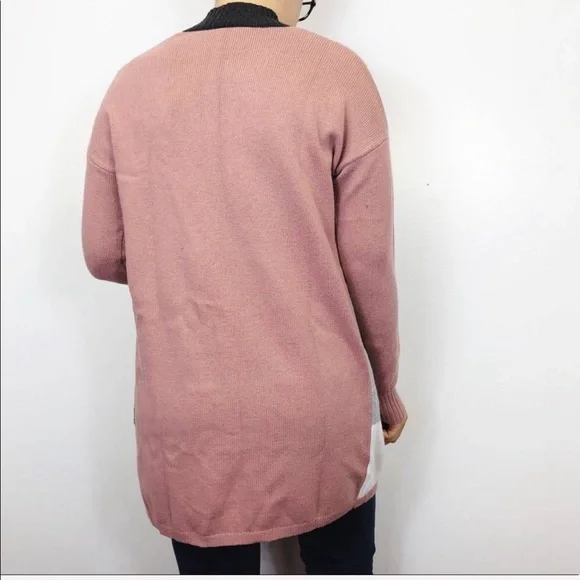LOFT | Mauve Pink Color Block Open Front Cardigan - Picture 4 of 8